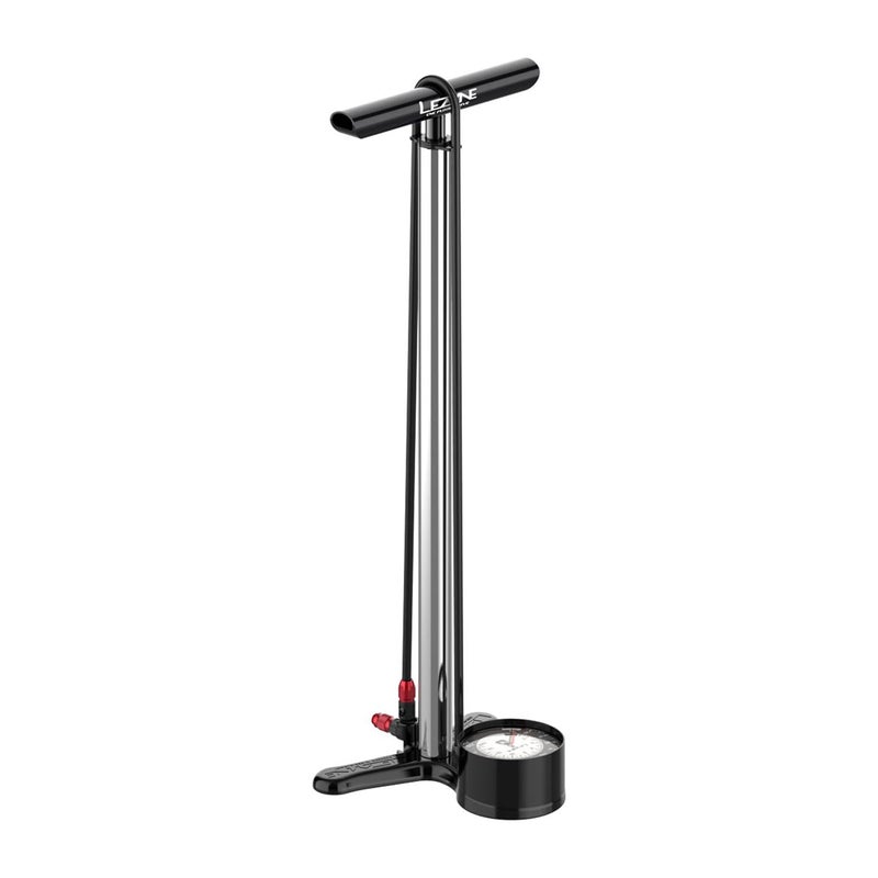 LEZYNE مضخة هواء أرضية LEZYNE CNC 3.5 للدراجات مع مقياس تناظري 3.5" - مضخة هواء عالية الضغط من الألمنيوم المعالج CNC بضغط 220PSI للإطارات للدراجات على الطرق/المسارات - رأس ABS-1 Pro لصمامات Presta/Schrader، فضي لامع - Image 1